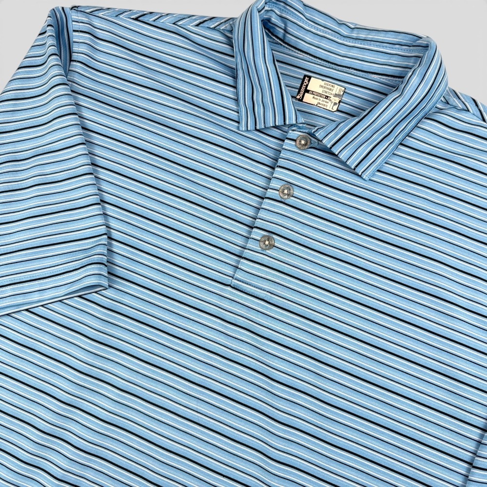 SLAZENGER Golf Polo Shirt Mens L Blue Striped Performance Golf Activewear‎